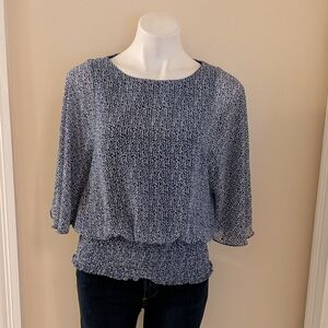 Sam and Jess blue with white polka dot Print top size XS